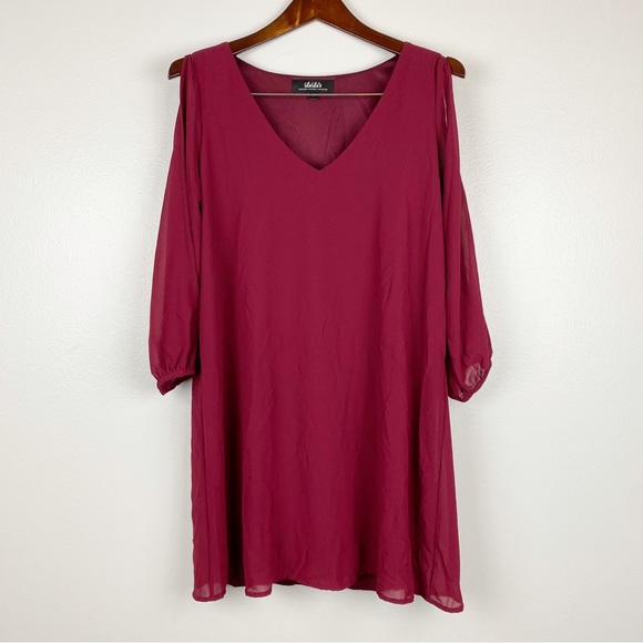 Lulu's Shifting Dears Wine Red Long Sleeve Mini Dress Size S - Picture 3 of 10